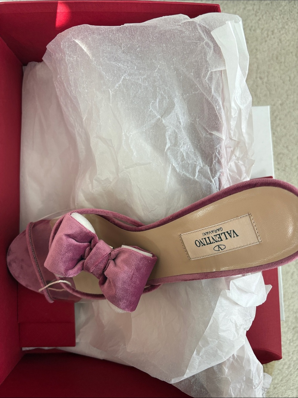 Valentino Dusty Pink Bow Slide Mule